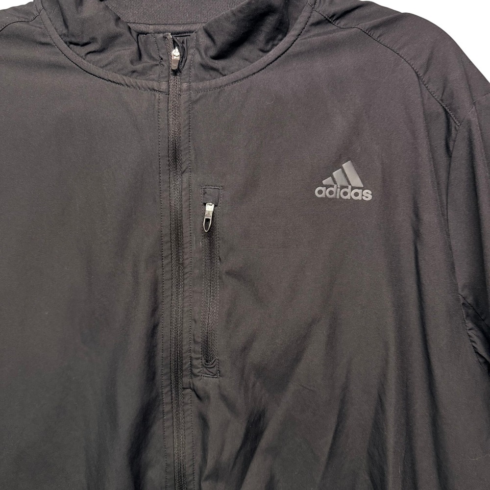Running Windbreaker Jacket Black Full Zip Reflective Mens Adidas L Ahtleisure - Picture 4 of 10